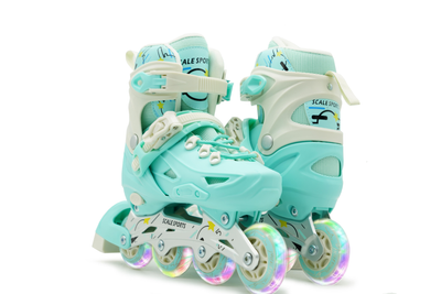 Детские ролики с мягкими полиуретановыми колесами Scale Sports LF605. Мятный цвет. Размер 29-33