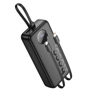 Павербанк зі швидкою зарядкою 22.5W та вбудованими кабелями Lightning/Type-C 20000mAh HOCO J132A |22.5W+PD20W| Чорний
