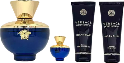 Zestaw damski Versace Dylan Blue Woda perfumowana 100 ml + Woda perfumowana 5 ml + Żel pod prysznic 100 ml + Balsam do ciała 100 ml (8011003889082)