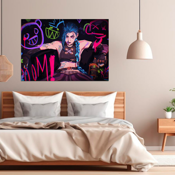 Плакат-постер на стену с оригинальным принтом аниме-мультсериала Arcane Аркейн "Jinx Джинкс графіті" А2 ПЛ000959А2