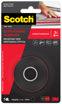 Двусторонняя акриловая клейкая лента 3M Scotch VHB 5952 9 мм х 2 м, толщина: 1.1 мм Черная (5952-9-2)