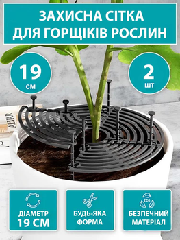 Комплект 2 шт Защита для растений цветов 19 см от кошек и детей – регулируемый барьер для горшков