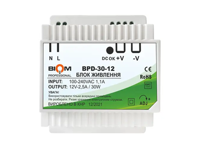 Блок питания на DIN-рейке Biom Professional DC12 30W BPD-30-12 2,5A