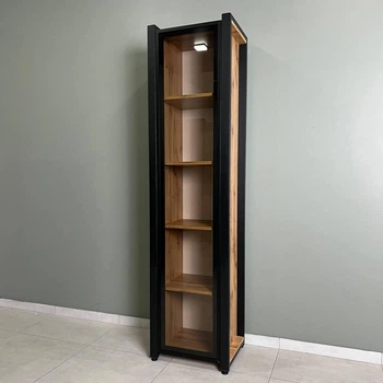Шкаф-пенал витрина MebliRoMax Loft 500х2000х400 мм Дуб Тахо /Черный (000088455)