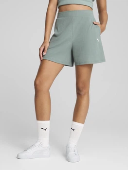 Спортивні шорти жіночі Puma Ess Elevated High-Rise Rib Shorts 5" 68502630 M Green Moon (4067983496073)