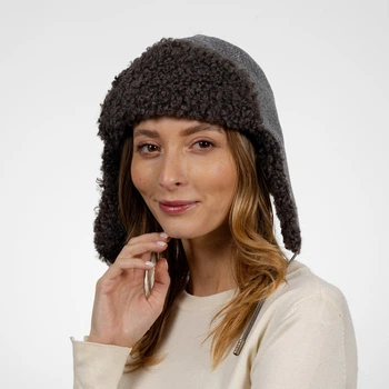 Шапка ушанка женская LuckyLOOK Рената One Size Серый 664-418