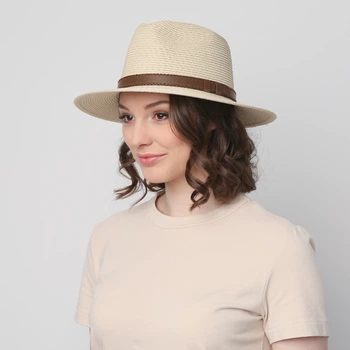 Шляпа LuckyLOOK унисекс федора 842-992 One size Светло-бежевый