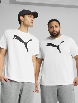 Футболка хлопковая длинная мужская Puma Ess Tee 68253602 S White с принтом (4067983302046)
