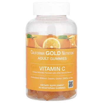 Жевательные таблетки с витамином C, California Gold Nutrition, апельсиновый вкус, без желатина, 90 жевательных таблеток