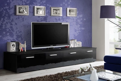 TV Тумба Duo ASM 23 ZZ DU корпус - черный мат, фронт - черный глянц