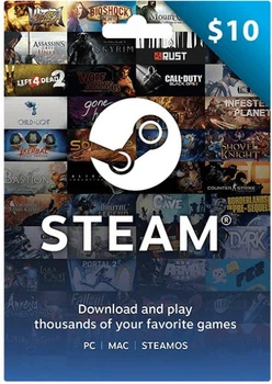 Steam Wallet Gift Card $10 (US-Регіон)