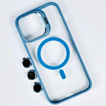 Чохол Wave Crystal Stend для iPhone 16 Pro Max з MagSafe з захистом камери та підставкою Sierra Blue