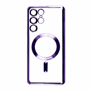 Чехол хромовый TPU Fibra Chrome Magnetic with MagSafe + защита камеры для Samsung Galaxy S24 Ultra Deep Purple