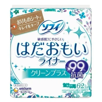 UNICHARM Sofy Hadaomoi Clean Plus ежедневные гигиенические прокладки, 62 шт