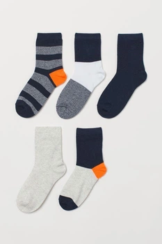 Набор детских хлопковых носков H&M 5 пар р.25-27 orange mix 0078