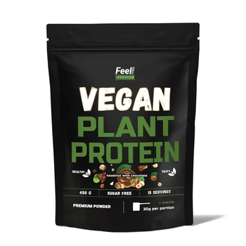 Веганський рослинний протеїн Feel Power (cуміш) - Vegan plant protein Вlend (Лісовий горіх у шоколаді) 450 г