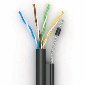 Кабель для зовнішньої прокладки OK-Net КППт-ВП (100) UTP, CAT5e,4х2х0.51, бухта 305 м з тросом (49223) (