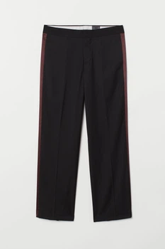 Брюки H&M 46 черно бордовый полоска 22037064018