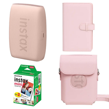 Подарунковий набір фотопринтер Fujifilm Instax Mini Link 3, Фотопапір 20шт, Чохол, Фотоальбом на 108 фото Рожевий (Подарункове пакування)
