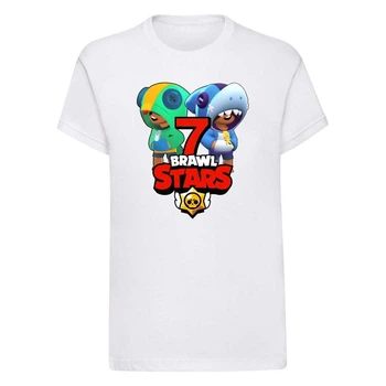 Футболка дитяча біла з принтом Brawl Stars 7 Бравл старс DM-1987 140 см
