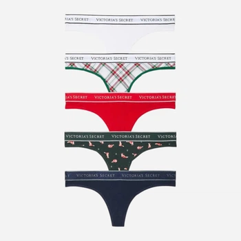 Набор трусиков танга женских хлопковых Victoria's Secret 26942216 L 5 шт Разноцветный (154000416275)
