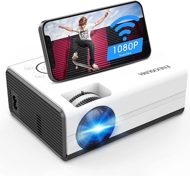 Міні-проектор ENUOSUMA підтримка 1080P, 7500 люмен, WiFi-проектор,РК-відеопроектор Full HD для домашнього кінотеатру,з HDMI, USB-телевізор, AV-інтерфейси та пульт дистанційного керування