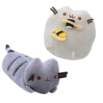 Пенал детский Pusheen cat 23х11 см Серый и Мягкая игрушка Pusheen cat Кот с сушами 15х12 см Серый n-12508