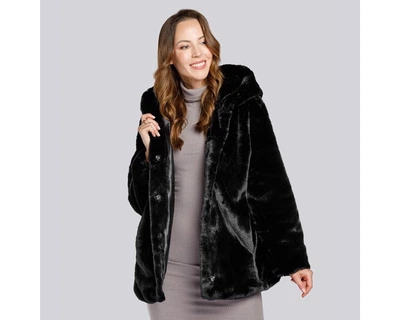 Куртка зі штучного хутра з капюшоном чорний 93_9W_100_1_2XL, XXL