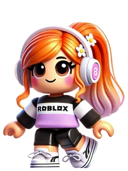 Ростова наклейка "Роблокс. Roblox. Дівчинка в навушниках" 80 см - без контурної обрізки