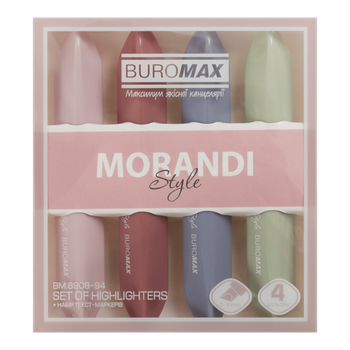 Набір маркерів текстових 4кол. BUROMAX 8908-94 MORANDI STYLE (маренго, оливковий, капучіно, пудровий) /BM.8908-94/