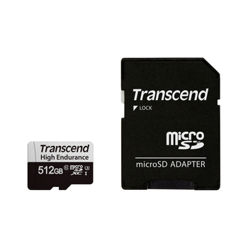 Карта памяти Transcend 512GB microSD w/ adapter U1, High Endurance (170TB) (TS512GUSD350V)