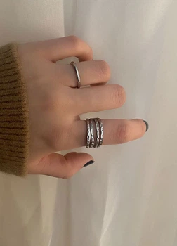 Женское кольцо Four Metal Lines (1593-01) Серебряный One size No Brand