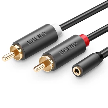 Кабель UGREEN AV102 AUX 3.5мм to TRS-RCAx2 M/M 0.25м Black (10561)