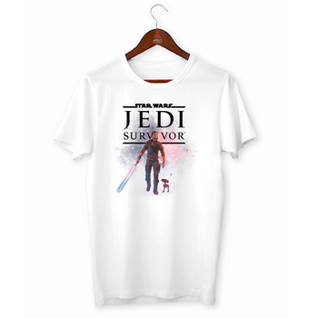 Футболка белая с оригинальным принтом для игромана Games "Star Wars Jedi Survivor" Push IT M ФП012662M