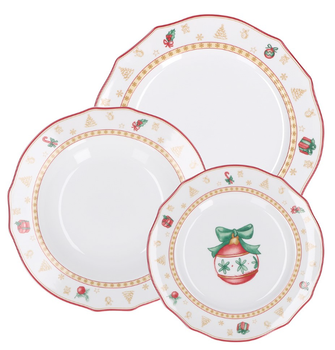 Zestaw talerzy La Porcellana Bianca Christmas Edition dla 2 osób 3 szt (8027549117787)