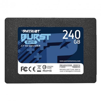 Твердотельный накопитель SSD 240Gb, Patriot Burst Elite, SATA3, 2.5", 3D TLC, 450/320 МБ/с (PBE240GS25SSDR)