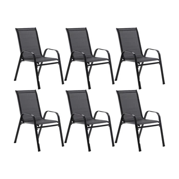 Комплект 6шт. садовых стульев с текстилена Garden Chair Udine SC-092 Черный