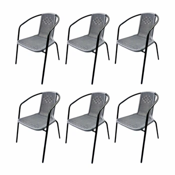 Комплект 6шт. садовых стульев с искусственного ротанга Garden Chair Prato SC-039P Серый