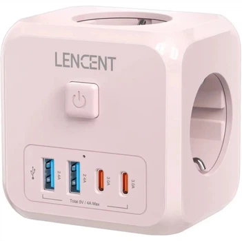 Сетевой фильтр тройник LENCENT PA037EU 7 в 1 с выключателем + 2 USB/2TYPE-C