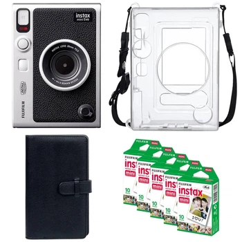 Подарочный набор камера Fujifilm Instax Mini EVO Black, Фотобумага 50шт, Прозрачный чехол, Фотоальбом 108 фото Черный (Подарочная упаковка)