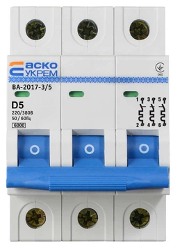 Автоматичний вимикач УКРЕМ ВА-2017/D 3р 5А АСКО (A0010170098)