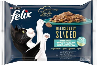 Вологий корм для котів Felix Deliciously Sliced рибні смаки 4 шт. x 80 г (7613287749468)