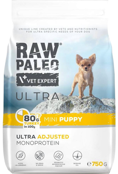 Сухий корм для цуценят Raw Paleo Ultra монопротеїновий з індичкою 750 г (5902414210912)