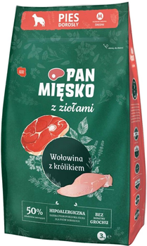 Сухий корм для собак Pan Mięsko з травами яловичина з кроликом 3 кг (5905342291404)