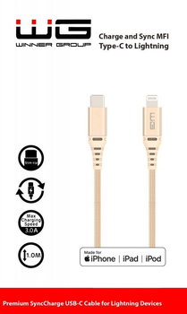 Kabel Winner Group USB Type-C - Lighting 1 m Gold (8591194093791)