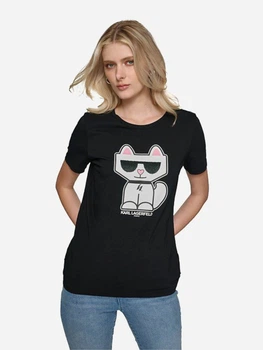 Футболка бавовняна жіноча Karl Lagerfeld 664504989 XL Чорна (1159823074)