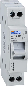 Ручний перемикач вводу (І-0-ІІ) RPV 1P 25A АСКО-УКРЕМ (A0010220001)