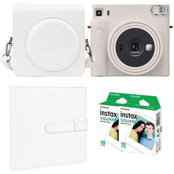 Подарунковий набір камера миттєвого друку Fujifilm Instax Square SQ1 Chalk White / Чохол білий / Фотоальбом (288 фото) / Фотопапір (20 знімків)