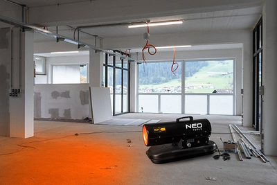 Теплова гармата Neo Tools дизель/гас, 20 кВт, 550 м3/год, прямого нагріву, бак 19л, витрата 1.9л/год, IPX4 (90-080)