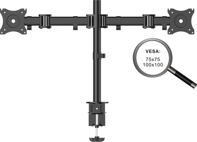 Настільне кріплення PureLink PM-OFFICE-02 PureMounts на два монітори Black (4251364706381)